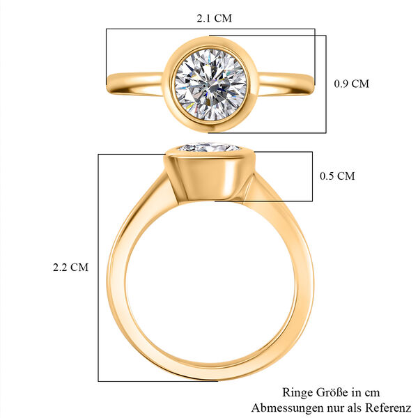 Moissanit Ring, 925 Silber 750 Gelbgold Vermeil - 1,19 ct. image number 7