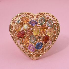 Mehrfarbiger Saphir Herz Ring - 3,27 ct.