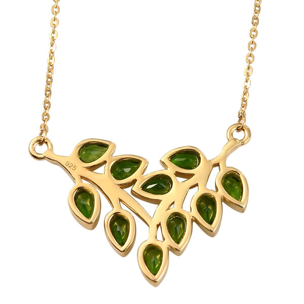 Nat&uuml;rliche Chromdiopsid-Halskette, ca. 45 cm, 925 Silber vergoldet ca. 2,39 ct image number 5