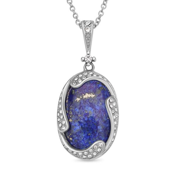 Lapislazuli und weißer Kristall-Anhänger mit Kette - 17 ct. image number 0