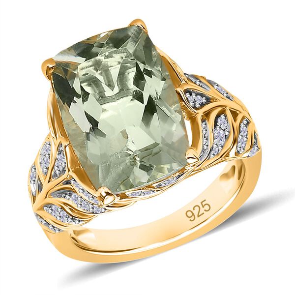 Prasiolith und Zirkon Ring - 6,52 ct. image number 4