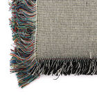 Handgewebte Jacquard-Decke mit Fransen, 100% Baumwolle, Blumenmuster, Beige und mehrfarbig image number 4