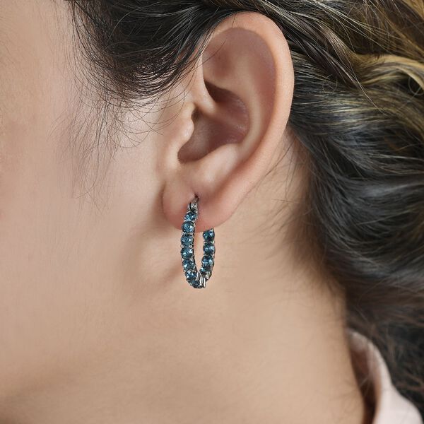 J Francis gefertigt mit SWAROVSKI- Montana Swarovski-Kristall Inside-Out-Creolen image number 2