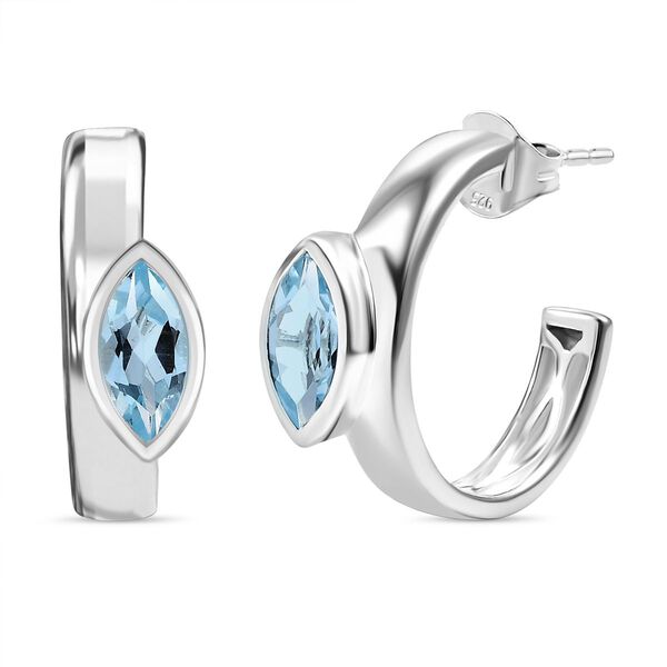 Himmelblauer Topas Ohrringe 925 Silber ca. 1.84 ct