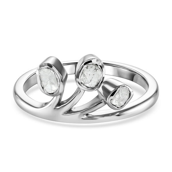 Handgearbeiteter Polki Diamant Ring 925 Silber Platin-&Uuml;berzug