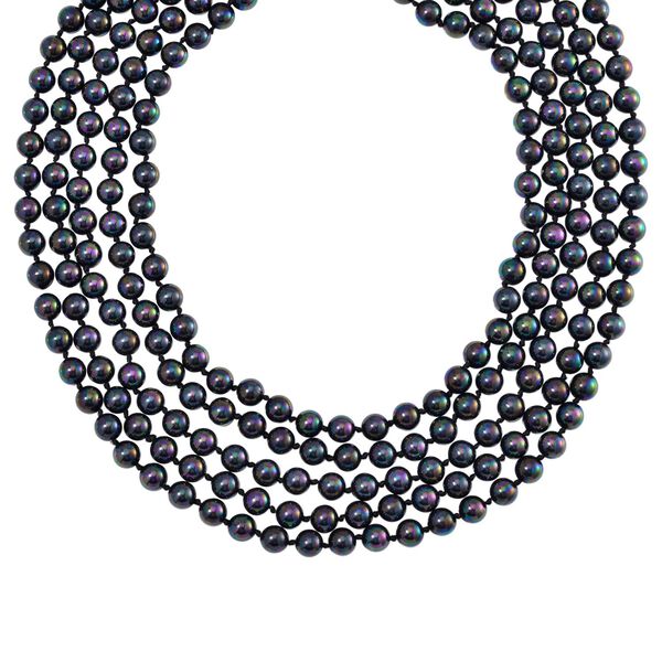 Mehrstr&auml;ngige Pfau Muschelkernperlen-Halskette, 255 cm