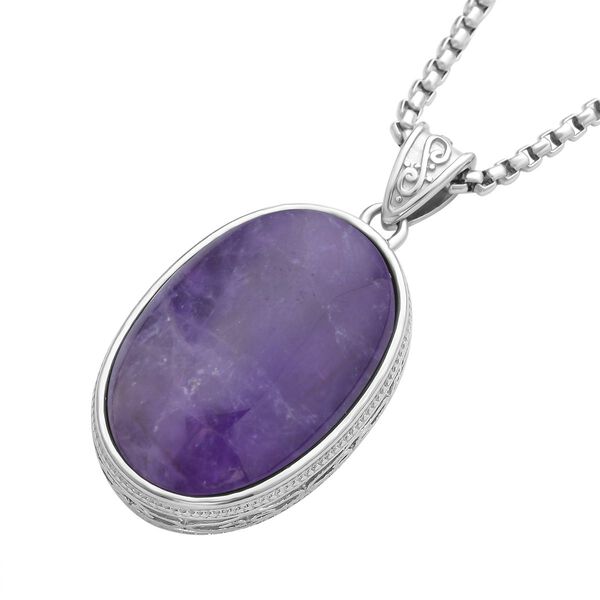 2er Set, Amethyst Anhänger mit Kette, Edelstahl ca. 62.00 ct image number 3