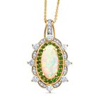 D'Joy AA Natürlicher, äthiopischer Welo Opal, Moissanit Schmuckset ca. 50 cm 925 Silber 750 Gelbgold Vermeil ca. 4,55 ct.