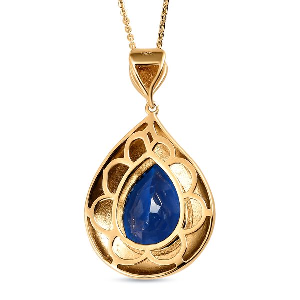 Ceylonfarbener Quarz-Anh&auml;nger mit 50cm Kette, 925 Silber vergoldet - 9,01 ct. image number 4