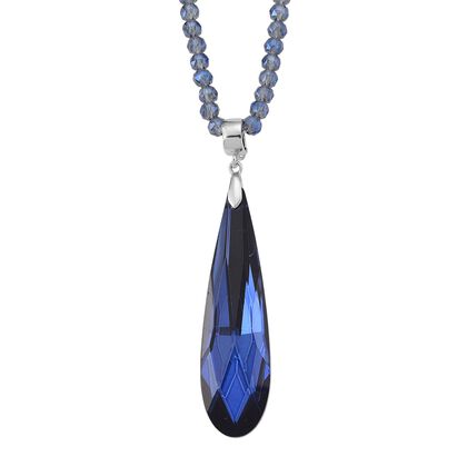 2er Set - Blau Anh&auml;nger mit Kette Kristall ca. 60 cm + 5 cm Extender