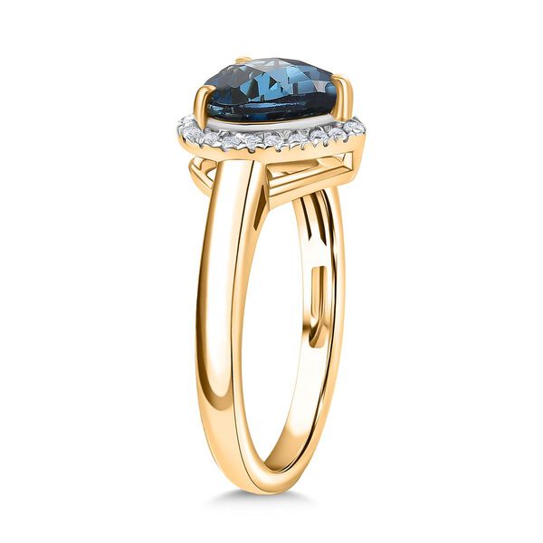 AA London Blau Topas, Weißer Zirkon Ring 925 Silber vergoldet (Größe 20.00) ca. 2,30 ct image number 5