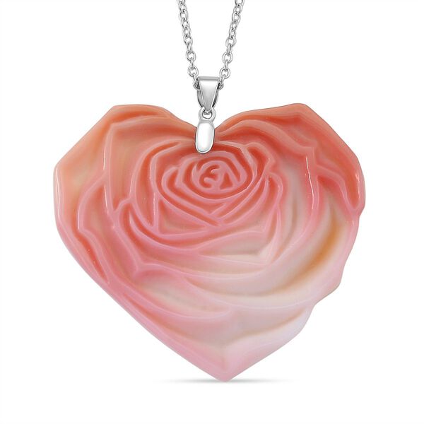 D'Joy Nat&uuml;rlicher Rosa K&ouml;nigsmuschel Perle Schmuckset ca. 50 cm 925 Silber rhodiniert