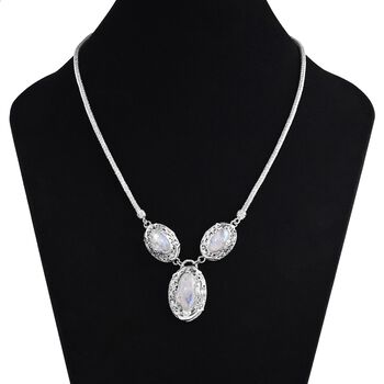 D'Joy Premium Regenbogen Mondstein Halskette ca. 50 cm 925 Silber ca. 20.14 ct