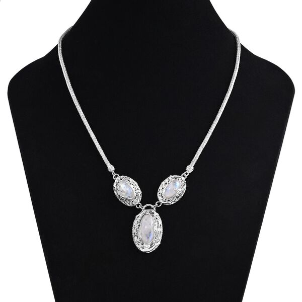 D'Joy Premium Regenbogen Mondstein Halskette ca. 50 cm 925 Silber ca. 20.14 ct image number 2