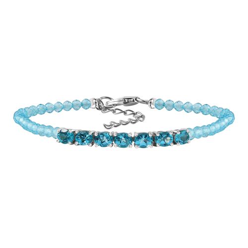 Blauer Apatit Armband ca. 18 cm + 3.5 cm Extender 925 Silber platiniert ca. 9.74 ct image number 0