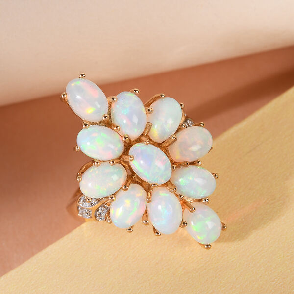 Nat&uuml;rlicher, &auml;thiopischer Opal und Zirkon-Ring - 3,67 ct. image number 2