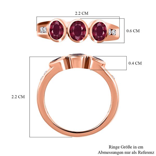 Afrikanischer Rubin (Fissure gef&uuml;llt), wei&szlig;er Zirkon Ring, 925 Silber ros&eacute;vergoldet, (Gr&ouml;&szlig;e 17.00) ca. 1.53 ct image number 6