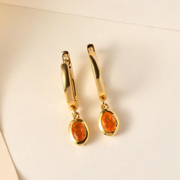 Salamanca Feueropal-Solitär-Ohrhänger, 925 Silber vergoldet, 0,61 ct. image number 2