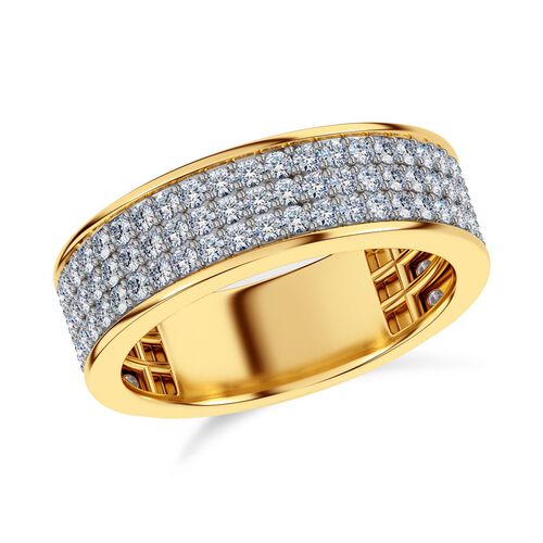 LUXURIANT DIAMOND - Lab Grown Diamant SI-GH SGL zertifiziert Ring, 925 Silber 750 Gelbgold Vermeil (Größe 17.00) ca. 1,00 ct image number 3