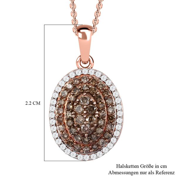 Nat&uuml;rlicher Champagner Diamant-Anh&auml;nger mit Kette, 925 Silber Ros&eacute;gold Vermeil ca. 0.75 ct image number 7