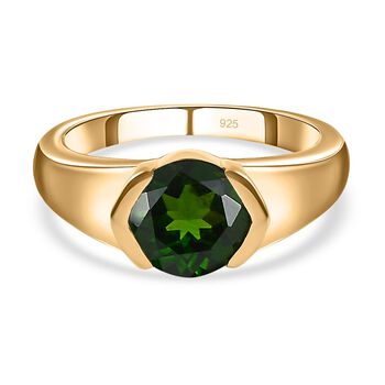Nat&uuml;rlicher Chromdiopsid Ring, 925 Silber Gelbgold Vermeil, (Gr&ouml;&szlig;e 16.00) ca. 2.04 ct