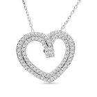 Weißer Diamant Anhänger mit Kette, 925 Silber platiniert ca. 0.34 ct