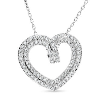 Wei&szlig;er Diamant Anh&auml;nger mit Kette, 925 Silber platiniert ca. 0.34 ct