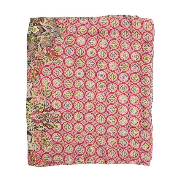 100% nat&uuml;rlicher Satin Seiden Schal, 165x50 cm, Arabeske Muster, Beige image number 5