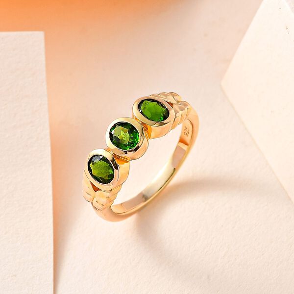 Natürlicher Chromdiopsid Ring, 925 Silber vergoldet (Größe 17.00) ca. 1.20 ct image number 2