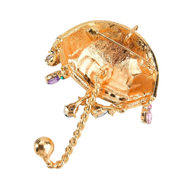 Kunststoff Perle, Mehrfarbiger Kristall Brosche  Gelb image number 4