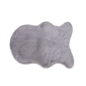 LIVMORE - 2200 GSM Kunstfell-Teppich mit Schaumstoffbasis, Fischform, 60x90 cm, Silbergrau