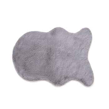LIVMORE - 2200 GSM Kunstfell-Teppich mit Schaumstoffbasis, Fischform, 60x90 cm, Silbergrau