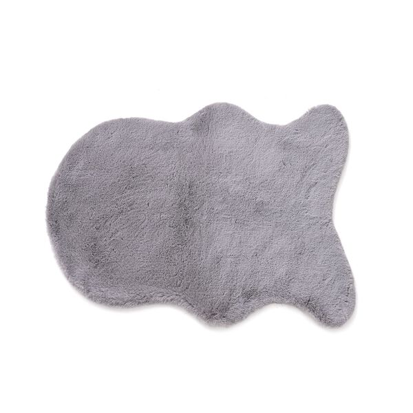 LIVMORE - 2200 GSM Kunstfell-Teppich mit Schaumstoffbasis, Fischform, 60x90 cm, Silbergrau image number 0