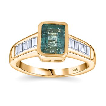 Kagem sambischer Smaragd und Moissanit-Ring - 2,05 ct.