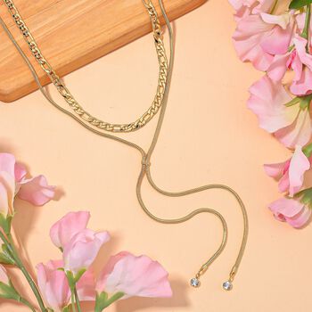 Kristall Halskette in Goldton, 52 cm