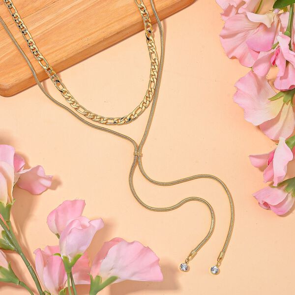 Kristall Halskette in Goldton, 52 cm image number 2