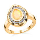 Natürlicher, äthiopischer Opal und Zirkon-Ring, 925 Silber Gelbgold Vermeil  ca. 0,93 ct image number 3
