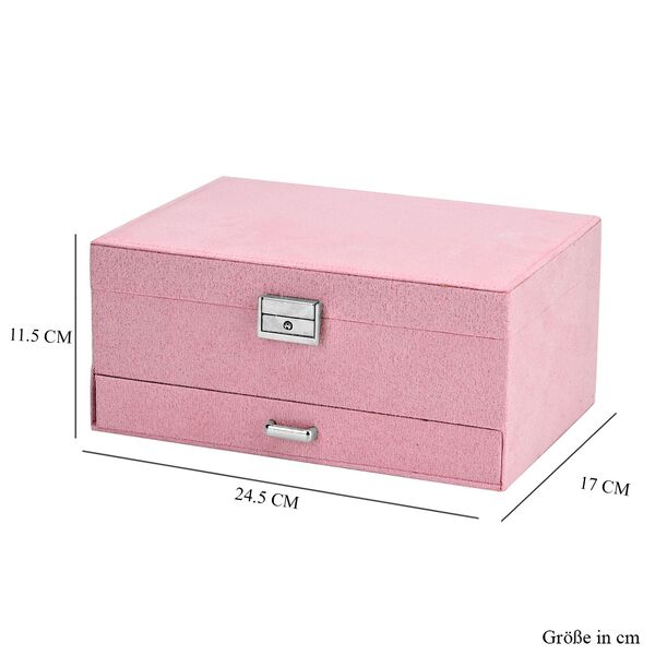3-schichtige Schmuckbox aus Samt mit 5 Silberputztüchern in Rosa, 24,5x17x11,5cm image number 9