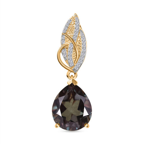 Alexandrit Quarz Triplette, Weißer Zirkon Anhänger 925 Silber 750 Gelbgold Vermeil ca. 5,06 ct. image number 0