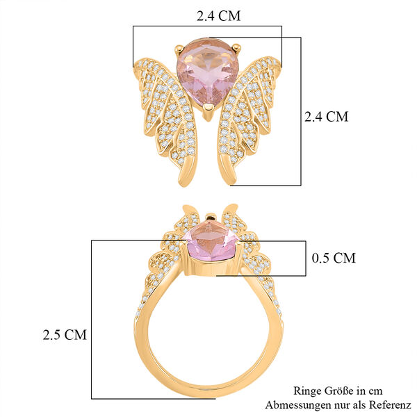 Rosa Zirkonia, Wei&szlig;er Zirkonia Ring Nickelfreies Messing (Gr&ouml;&szlig;e 17.75) image number 5