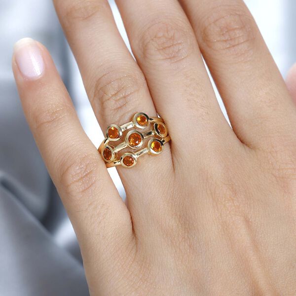 AA Salamanca Feueropal Ring 925 Silber Gelbgold Vermeil (Größe 21.00) ca. 0,66 ct image number 3