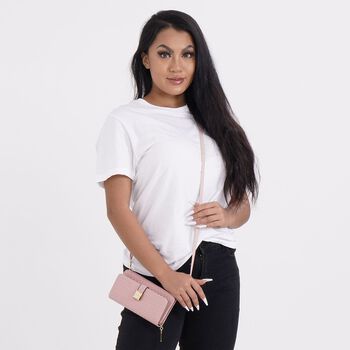 CLOSE OUT - gewebte Crossbody Tasche, Multif&auml;cher, Rosa