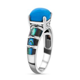 Royal Bali -Amerikanischer, natürlicher Sleeping Beauty Türkis, Abalone Muschel Ringe 925 Silber (Größe 18.00) ca. 3.34 ct