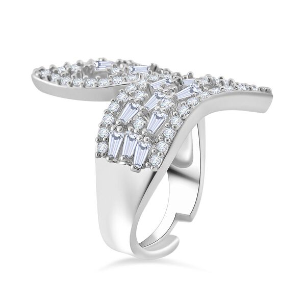 Flexibler weißer Zirkonia-Bypass-Ring image number 4