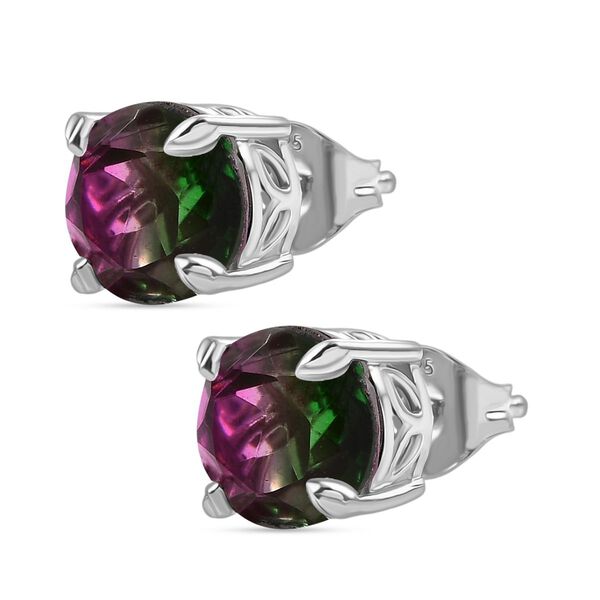 Wassermelonen Triplett Quarz Ohrringe, 925 Silber platiniert - 4,56 ct. image number 4