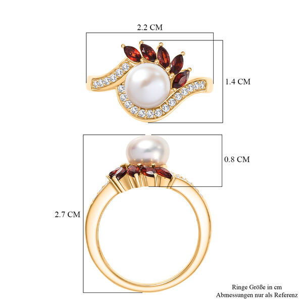 EverTrue S&uuml;&szlig;wasser Perle, Mosambik Granat und Zirkon Ring image number 6