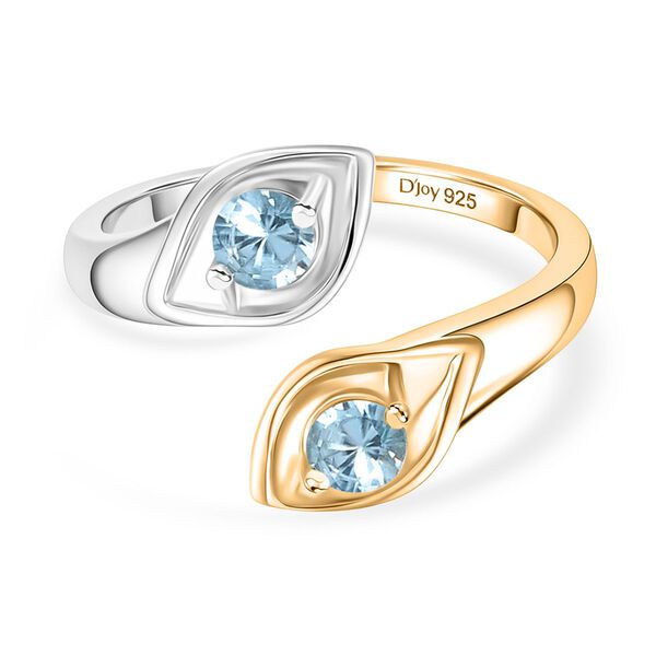 D'Joy Blauer Zirkon Ring 925 Silber platiniert und vergoldet (Größe 18.00) ca. 0,68 ct image number 0