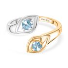 D'Joy Blauer Zirkon Ring 925 Silber platiniert und vergoldet (Größe 18.00) ca. 0,68 ct