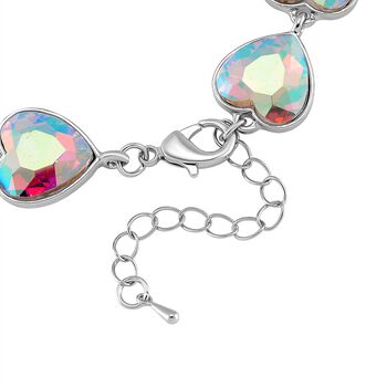 2er Set - Simulierter Mystischer Wei&szlig;er Kristall Armband und Ohrringe, silberfarben