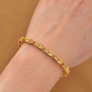 Klassisches Gliederarmband, S-Hakenverschluss mit Verl&auml;ngerungskette, nickelfreies Messing, ca. 18-21 cm, Goldfarben